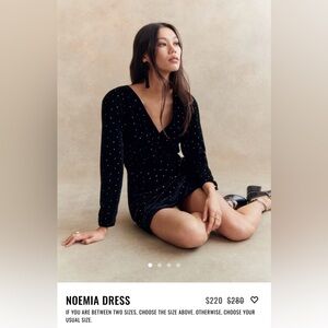 Sezane Noemia Dress in Black with Gold Dots